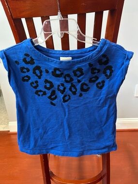 Crazy 8 Blue Tee with Black Leopard Spots